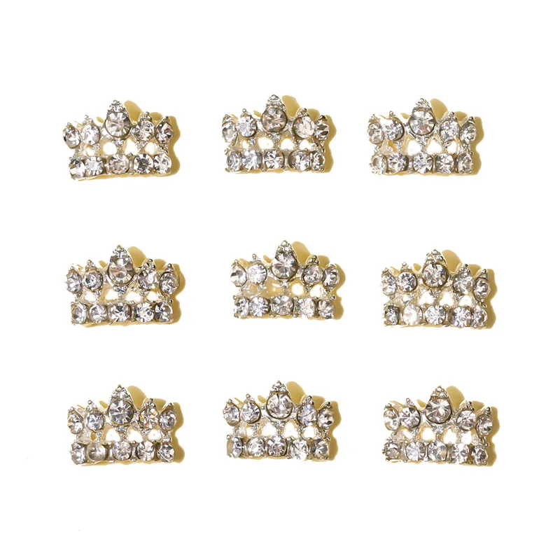 10 шт./упак. аксессуары для дизайна ногтей Подвески Роскошная 3D Корона Серебряный