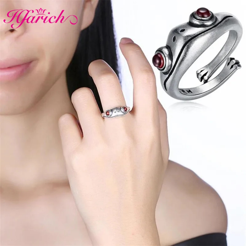 Винтаж серебро Цвет лягушка кольцо для Для женщин художественный дизайн ретро