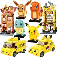 genuine pok%c3%a9mon anime figure building blocks bricks mould king pop it pikachu kawaii toys for children squirtle model sets gift