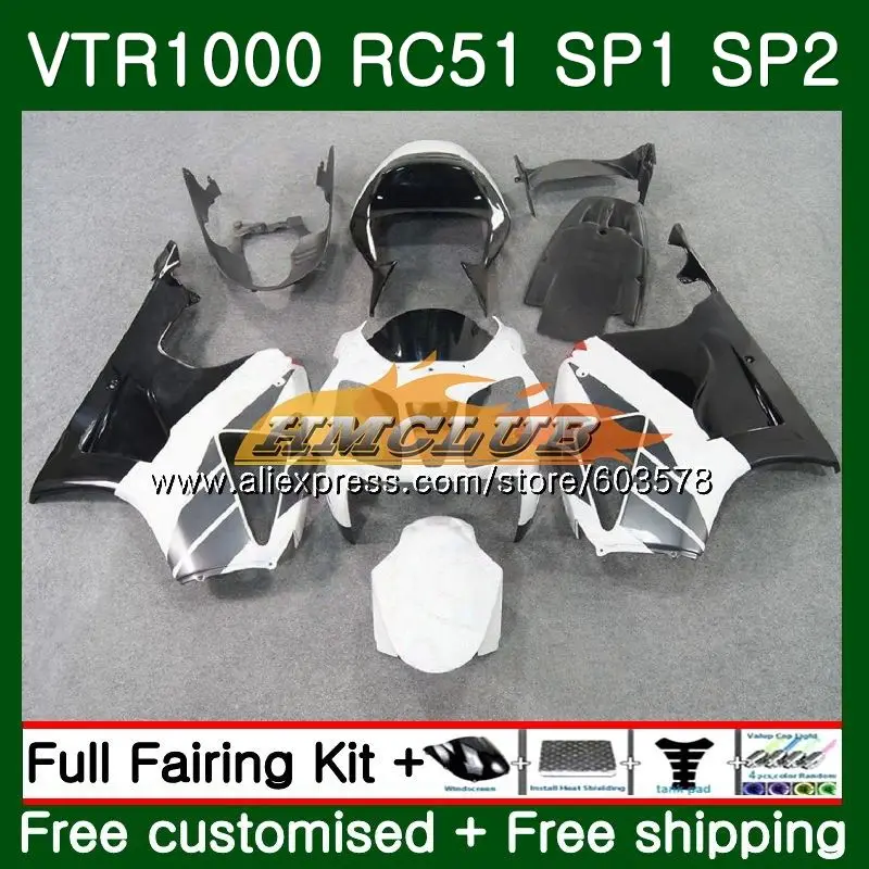Обтекатель для HONDA VTR1000 2000 2001 2002 2003 2004 2005 2006 89CL.28 Белый Черный RTV VTR 1000 RC51 SP1 SP2 00 01 02 03 04
