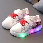 Туфли детские светящиеся со светодиодной подсветкой, туфли-спайдерманы, дышащие, для тенниса, для маленьких мальчиков и девочек