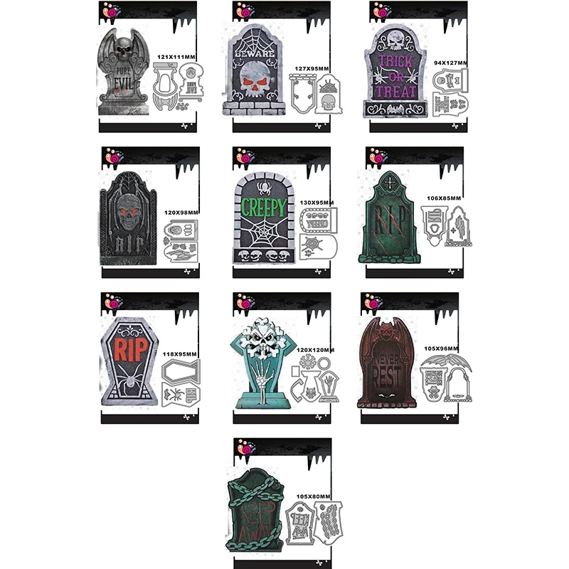 

Новые надгробия с различными скелетами, рельефная форма для тиснения, 2021 металлические Вырубные штампы для рукоделия, декоративный Скрапбу...