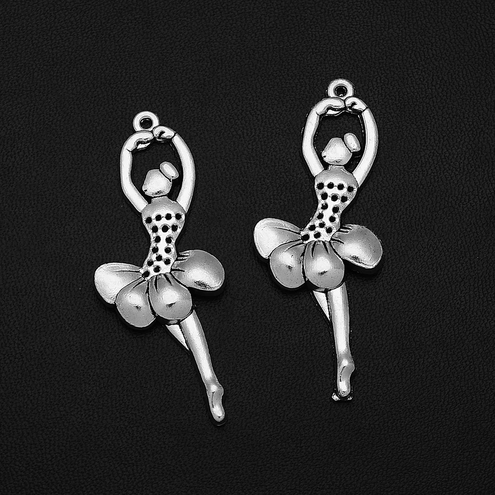 

5pcs/Lots 20x52mm Antique Silver Plated Ballerina Ballet Charms Dacing Girl Pendants For Diy Jewelry Making Findings Materials