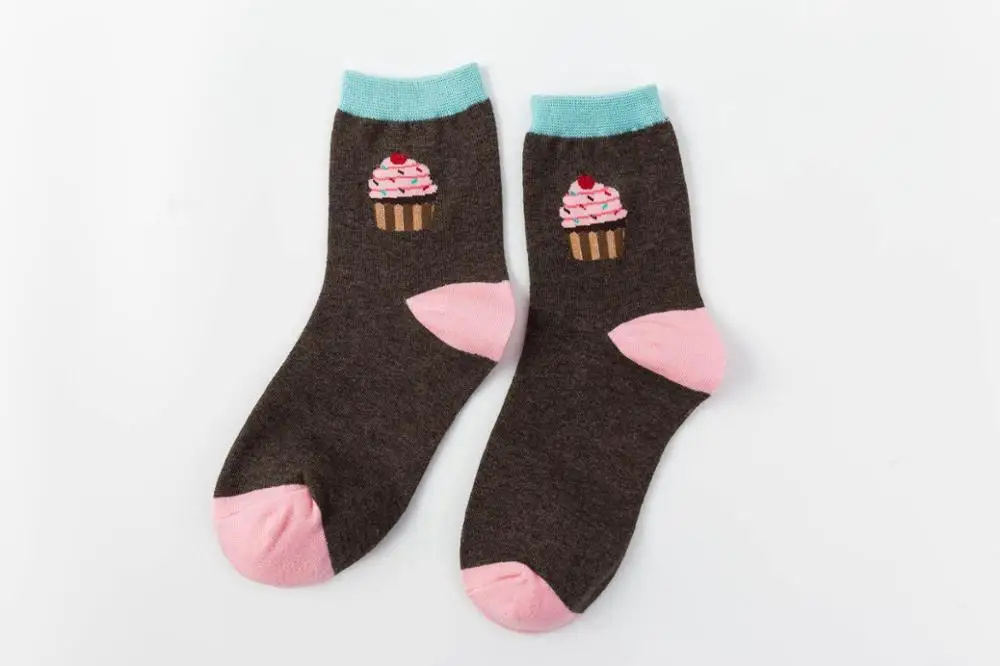 Хлопковые женские носки забавные в стиле Харадзюку с изображением еды картошки