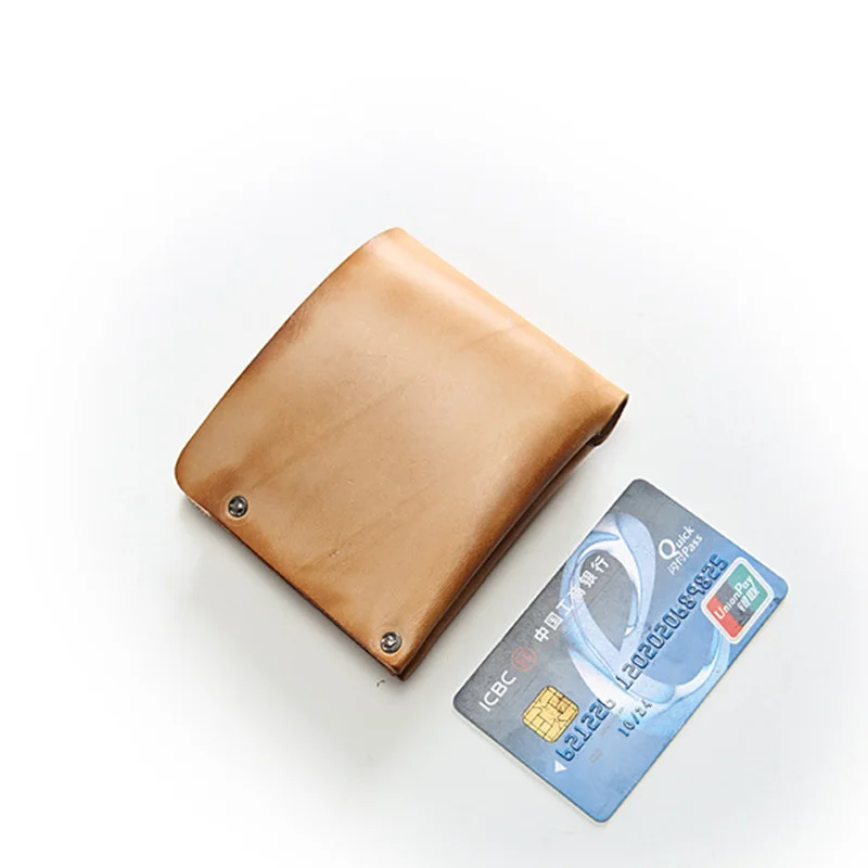 Кошелек мужской из натуральной кожи винтажный короткий бумажник двойного