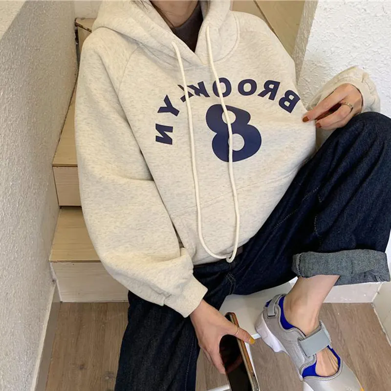 

Female Korean Loose Ins Letter Cartoon Lazy Sweatshirt Women's Sweatshirts Japanese Harajuku Ulzzang Vintage Clothing For Women