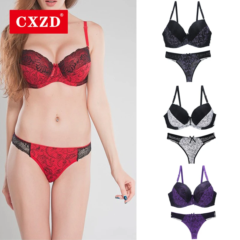 CXZD сексуальное женское кружевное нижнее белье с мягкими чашечками комплект