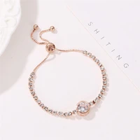 hot sale super shine inlaid rhinestone zircon heart shaped chain bracelet elegant women adjustable jewelry