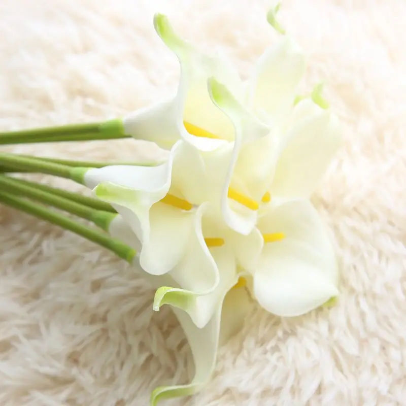 Core tip white 6PCArtificial PUCalla с свадебным украшением, букеты для дома, Осеннее украшение, искусственные растения, роскошный Декор для дома - Цвет: Core tip white