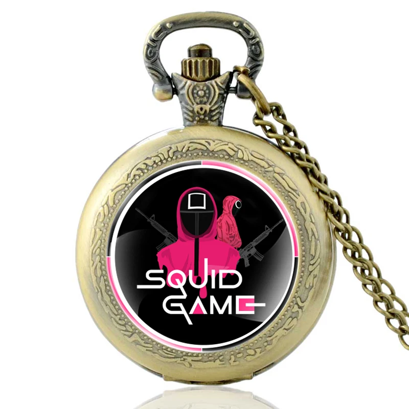 Новое поступление кальмар игра стекло кабошон кварцевые карманные часы модные