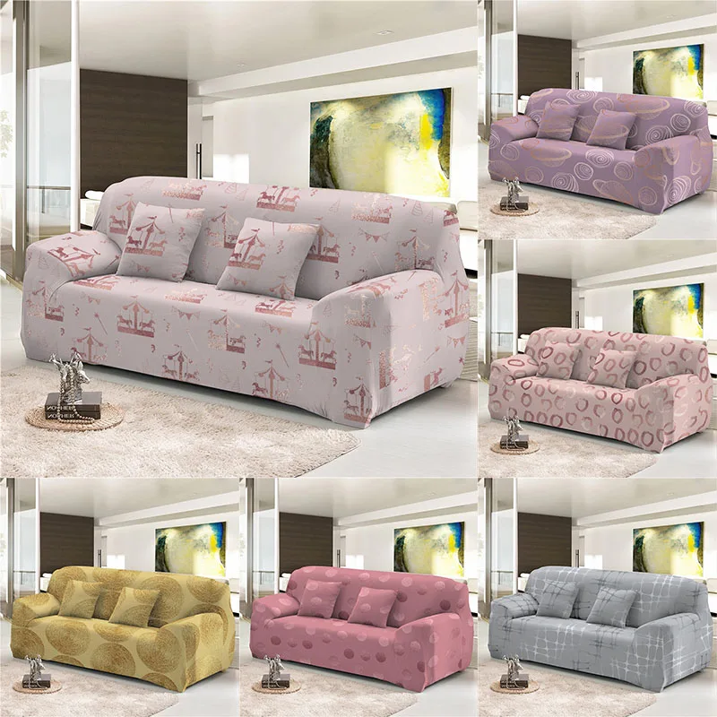 Покрывало для дивана из эластичного материала цвета розового золота с