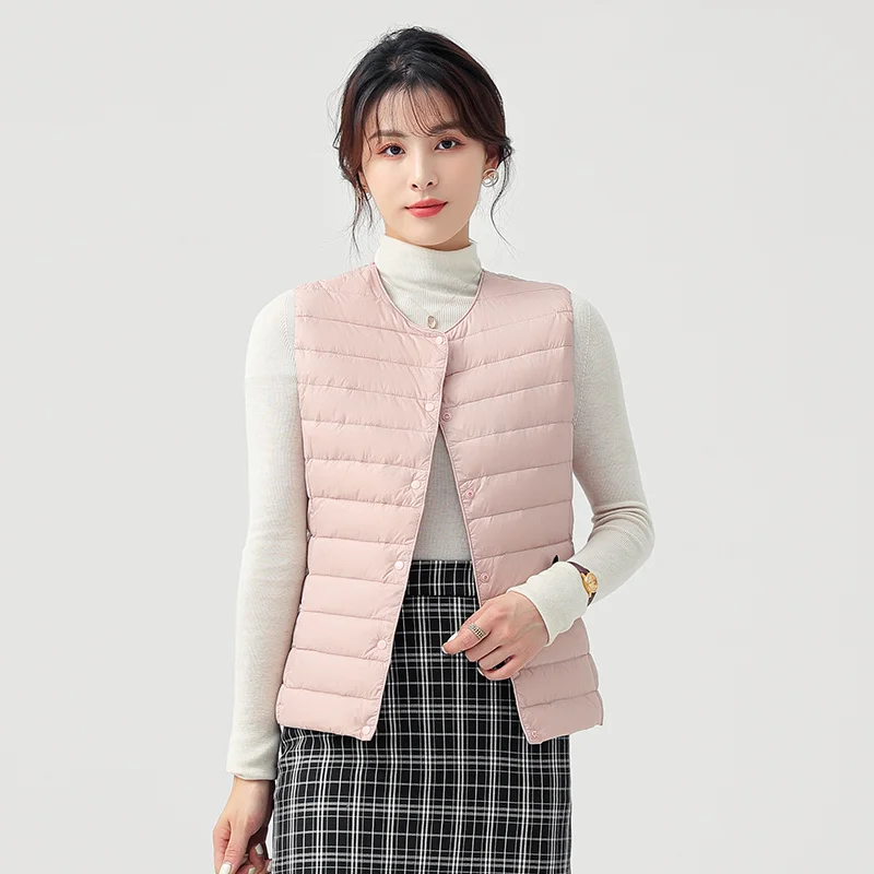

2021 Down Jacket Vest Winter WomenWarm Casual High Street Sleeveless Thicken White Duck Down Outerwear Korean Design