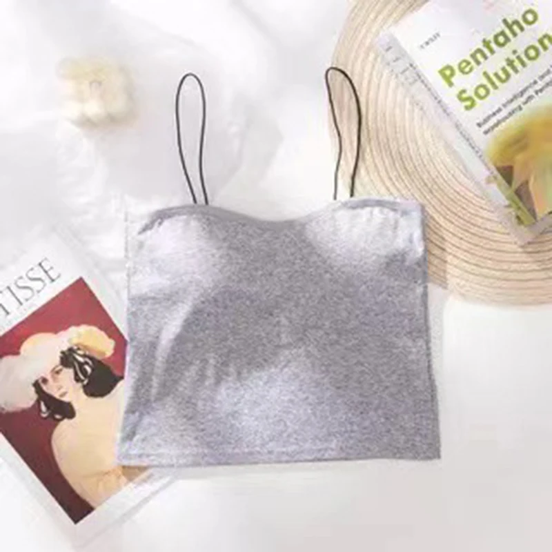 

Slim Strap Solid Sport Bra Women Cotton Padded Underwear Streetwear Bralette Tube Tops Fitness Yoga Crop Tops Female Brassiere