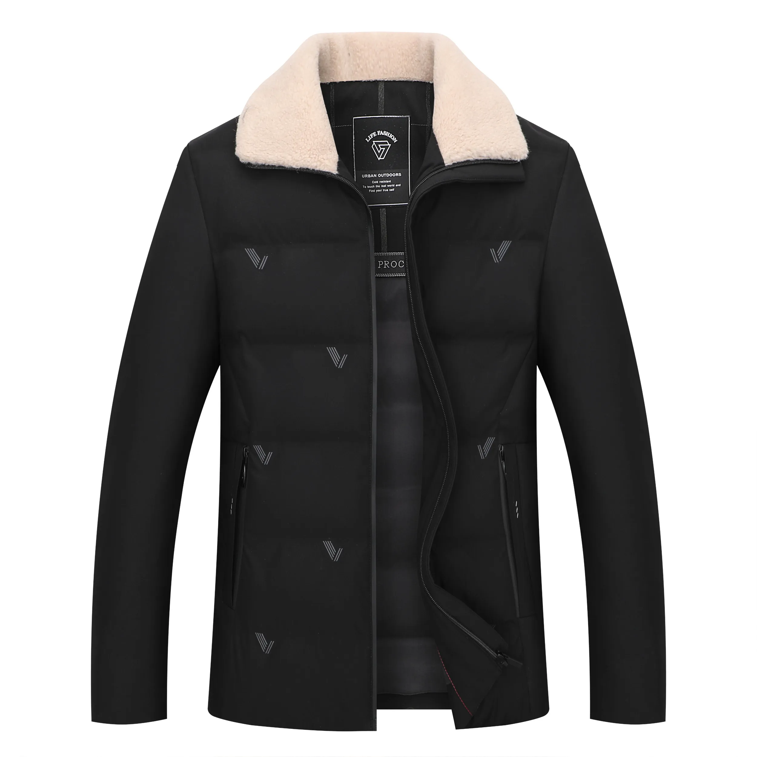 

New Top Grade New Casual Fashion Down Coats Men Windbreaker With Fur Collar Winter Parka Jacket Designer Mens Clothing