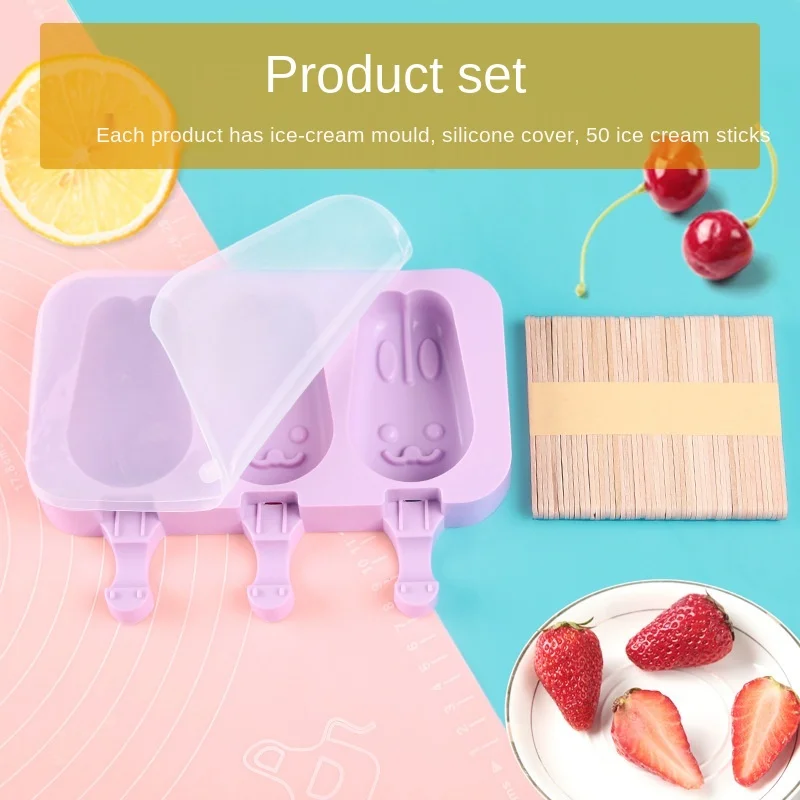 Еда безопасный силиконовая форма для льда формы крема 4 ячейки ледяной куб