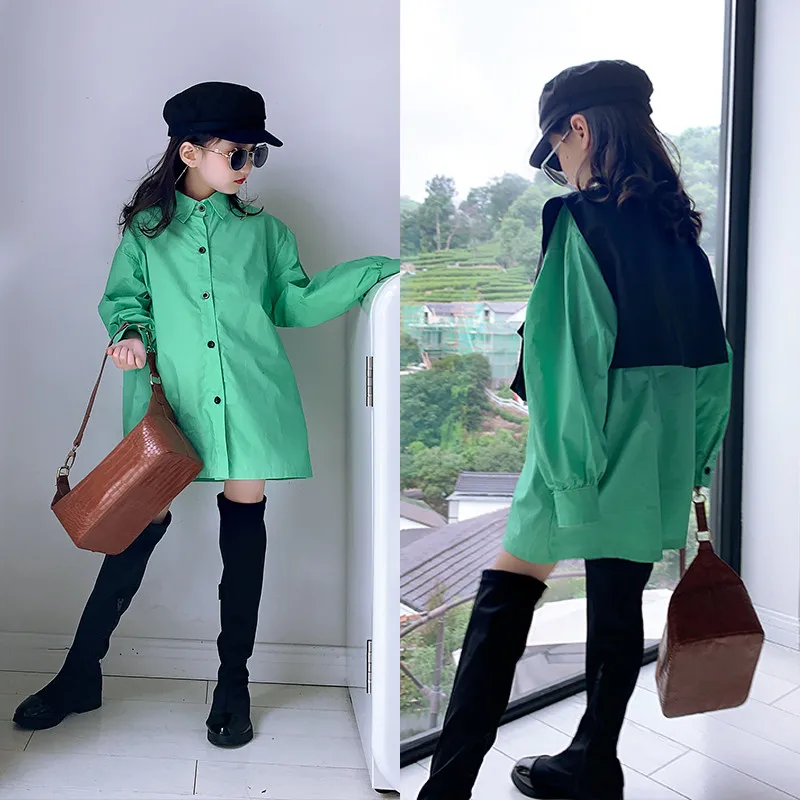 Рубашка для девочек Новинка 2019 года сезон осень Детский кардиган свободного