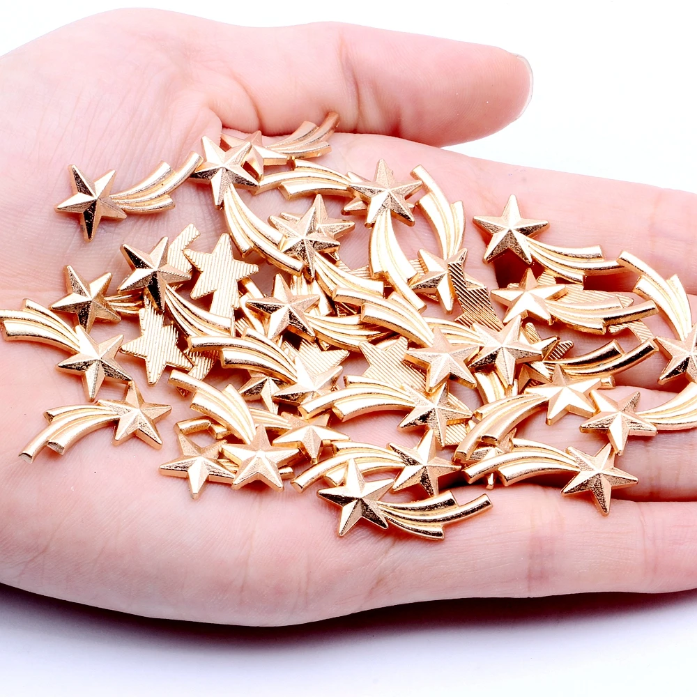 03 rose gold 24x10mm Серия звездное небо 100 шт 5 стилей позолоченное розовым золотом планета Луна застежки для самодельные Украшения, Аксессуары - Цвет: 03 rose gold 24x10mm