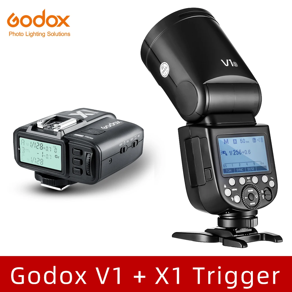 V1 with X1 Вспышка Godox V1 V1C V1N V1S V1F V1O ttl 1/8000s HSS литиевая батарея Speedlite вспышка для Canon Nikon sony Fuji Olympus - Цвет: V1 with X1