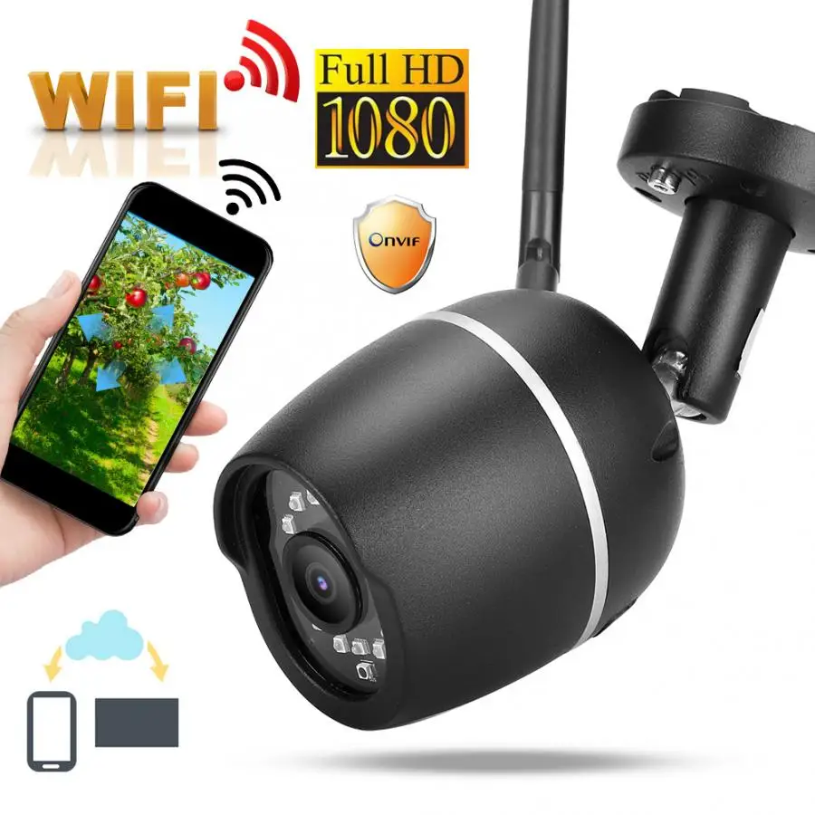 Черная IP камера 1080P с Wi Fi IP66 ночное видение 2 полосная аудиосвязь для домашней