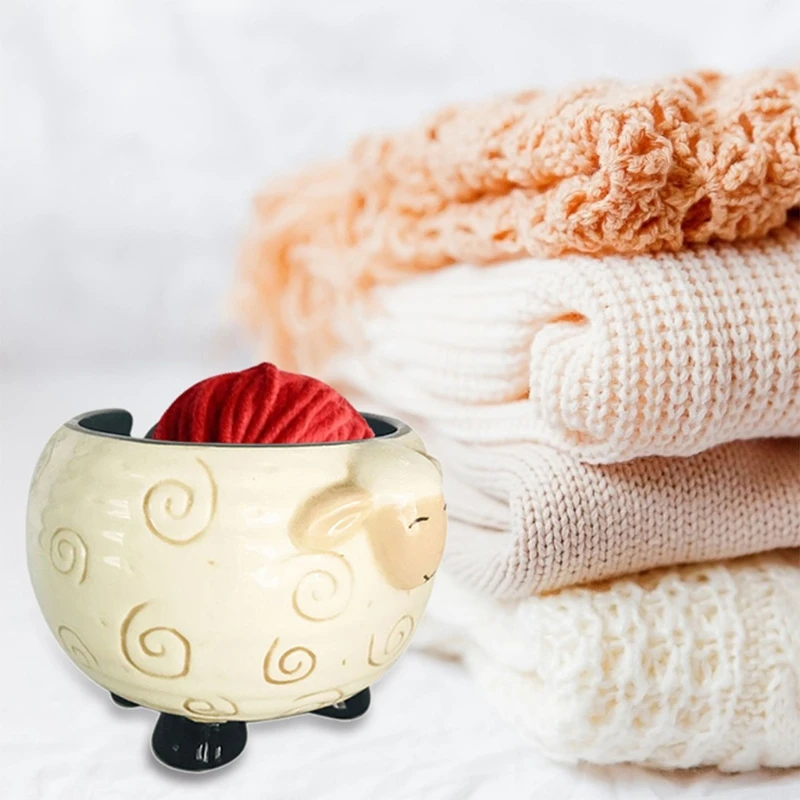 

Sleepy Sheep Ceramic Yarn Bowl Yarns Ball Storage Holder Knitting Crochet Accessories for Needlecrafts