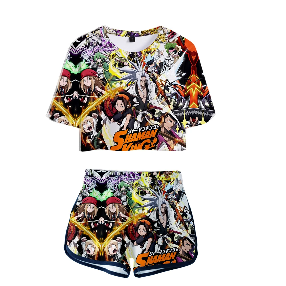 Костюм Shaman King YOU ASAKURA женский из двух предметов комплект короткого топа и шортов с