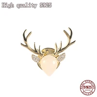 fashion jewelry cute deer head brooch personality clothing pin accessories cats eye brooch womens luxury jewelry