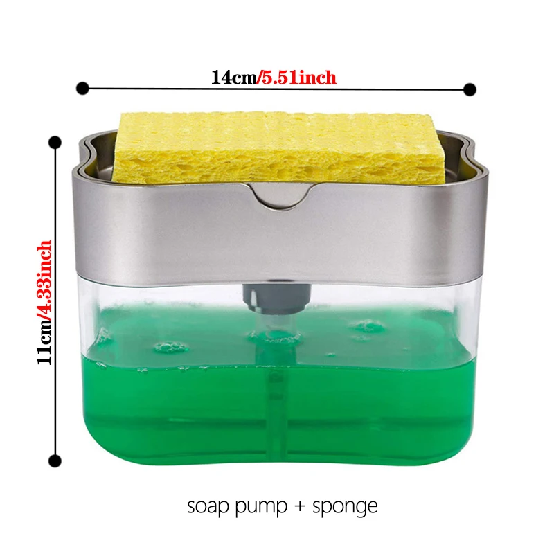 

Soap Dispenser Soap Pump Sponge Caddy New Creative Kitchen 2-in-1 Manual Press Liquid Soap Dispenser With Washing Sponge