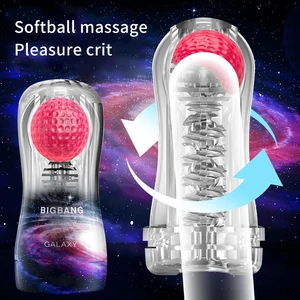 Male Masturbator Cup With Balls Sex Toys For Men Adult Endurance Exercise Transparent Vacuum Cup Erotic Toys Glans Stimulation