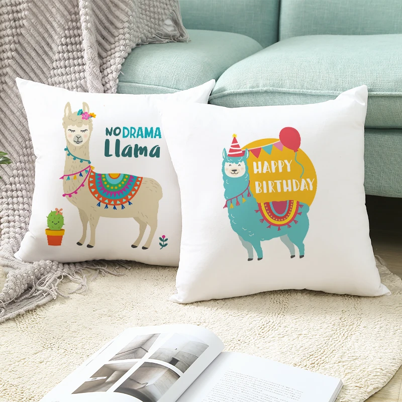 Mling 1 шт. 45x45 см Мультяшные животные Альпака наволочка персиковая кожа диванная