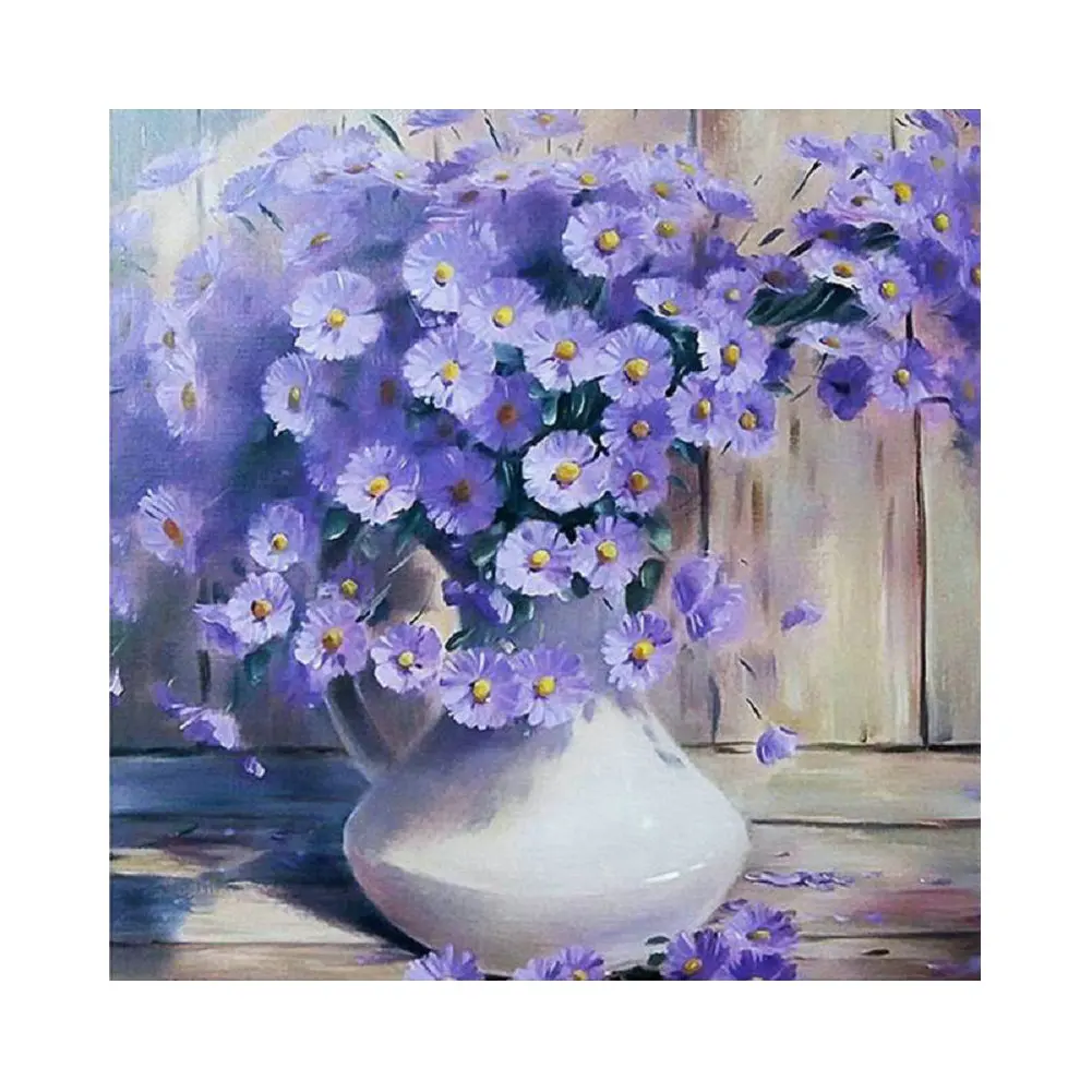 

Камни в форме ромба круглый дрель 5D DIY Алмазная вышивка крестиком на рисунке, фиолетовый цветок вышивка стразы цветок домашний Декор стены ...