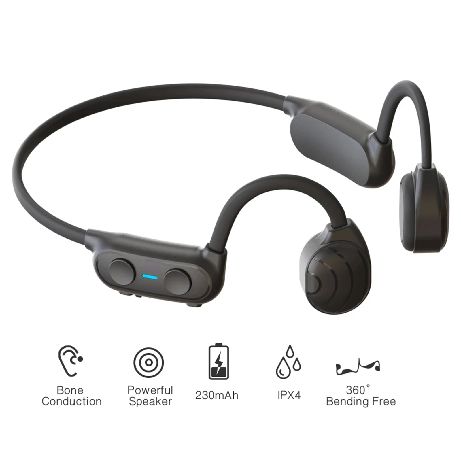 

Waterproof Open Ear Bone Conduction Headphones Headset Hands-free with Mic