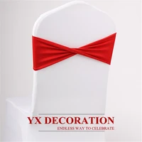20pcs crooked lycra band spandex chair sash tie bow for banquet wedding decoration