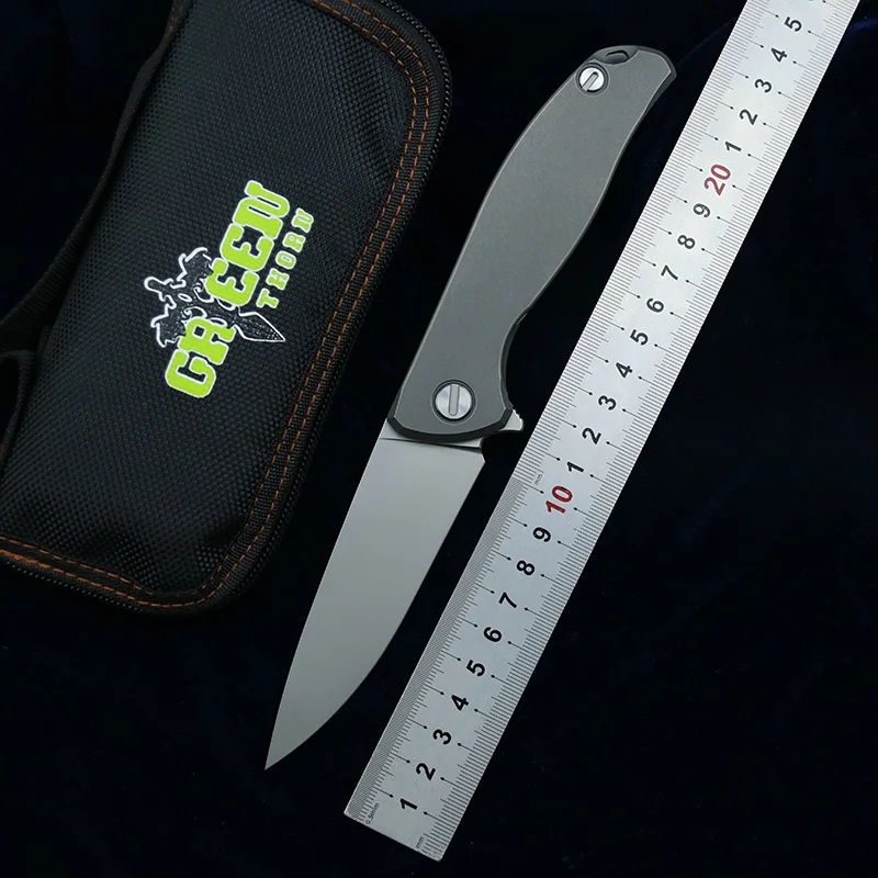 

Green thorn Flipper 95 k110 steel blade Nudist Titanium handle outdoor camping hunting pocket fruit folding knife EDC tool