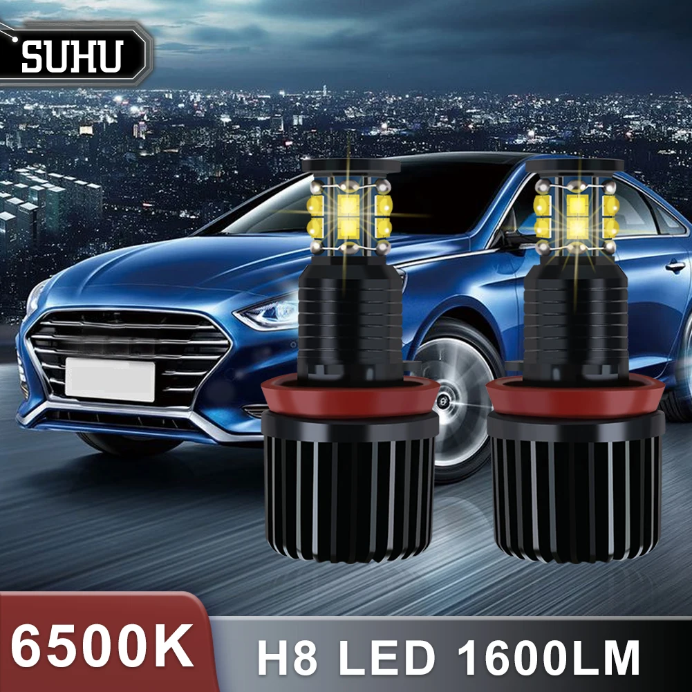 

SUHU 2Pcs 120W H8 LED Angel Eyes Halo Ring Light Bulbs 6500K 1600LM for BMW E92 E93 E63 E70 Canbus Car Headlight Car Accessories