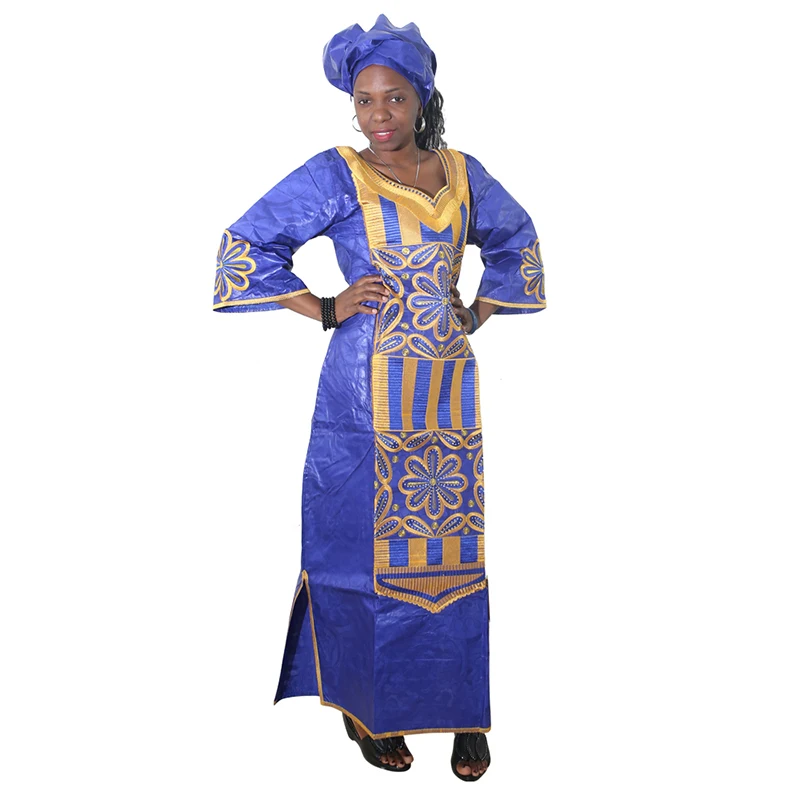 MD 2019 african dresses for women embroidered bazin riche dress with headwrap south africa lady long traditional clothes | Тематическая