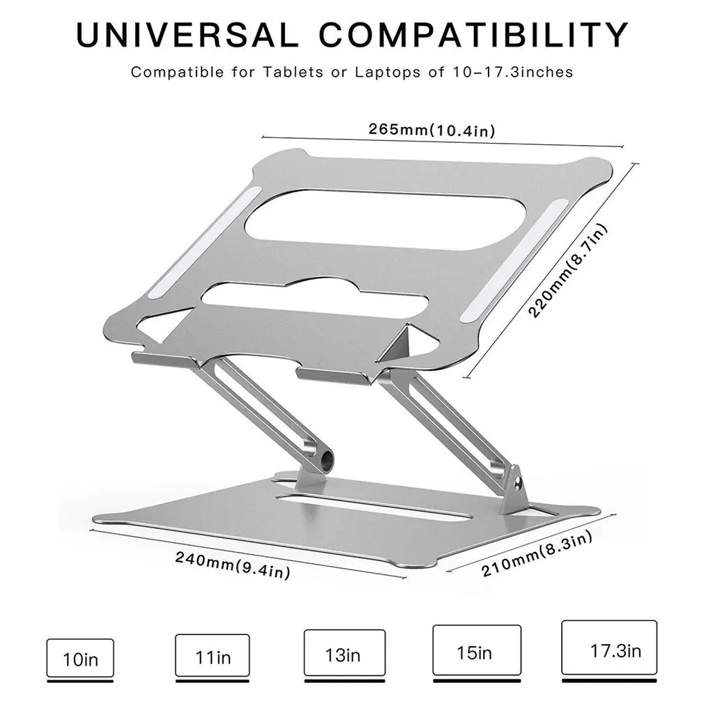 

Portable Foldable Heat Dissipation Aluminum Alloy Laptop Computer Cooling Bracket Adjustable At Any Angle for PC Notebook