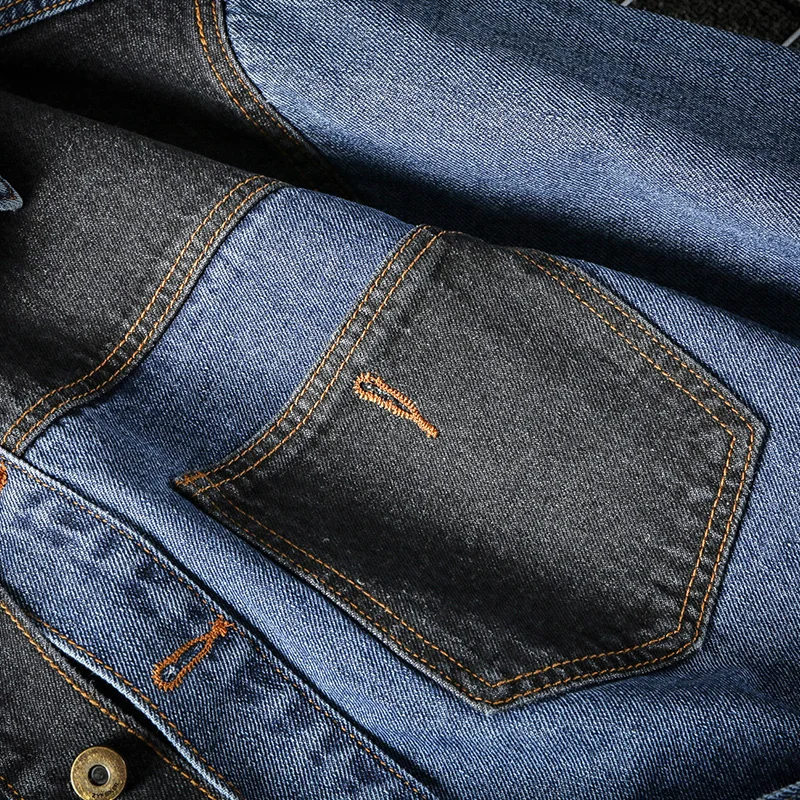 

Men's Denim Casual Jacket Men Spring Autumn Men's Patchwork Outerwear Coats Male Hip Hop Jackets Coat