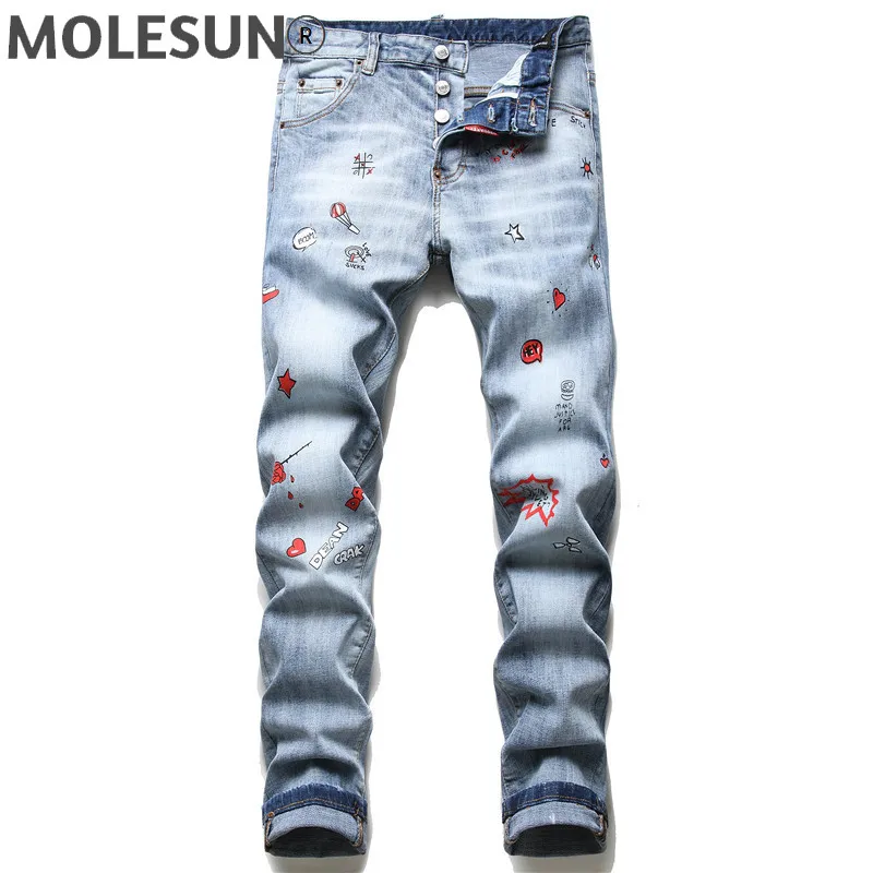 

dsq2 brand European dsq BIKER JEANS Men slim jeans pants mens denim trousers zipper blue hole Pencil Pants jeans for men 1201