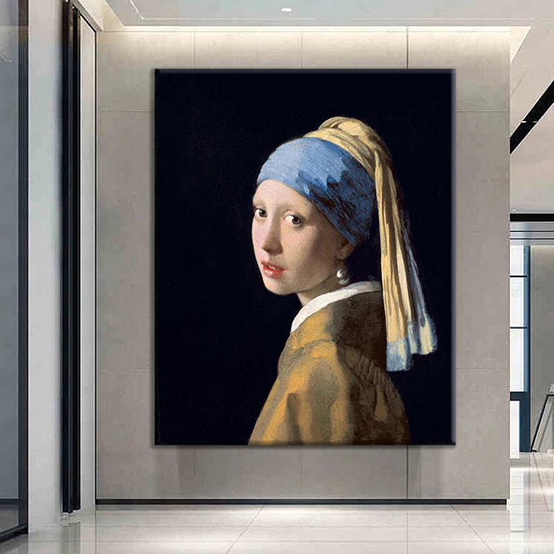Vermeer Классический Wall Art Pictrue Холст Картина маслом девушка с жемчужные серьги