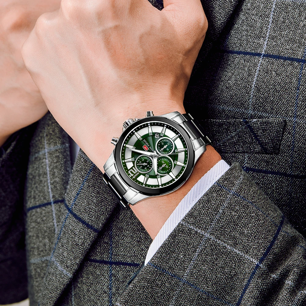 

MINIFOCUS Fashion Mens Watches Top Brand Luxury Quartz Wristwatch Steel Strap Multifunction Chronograph Sports Watch Men Clock