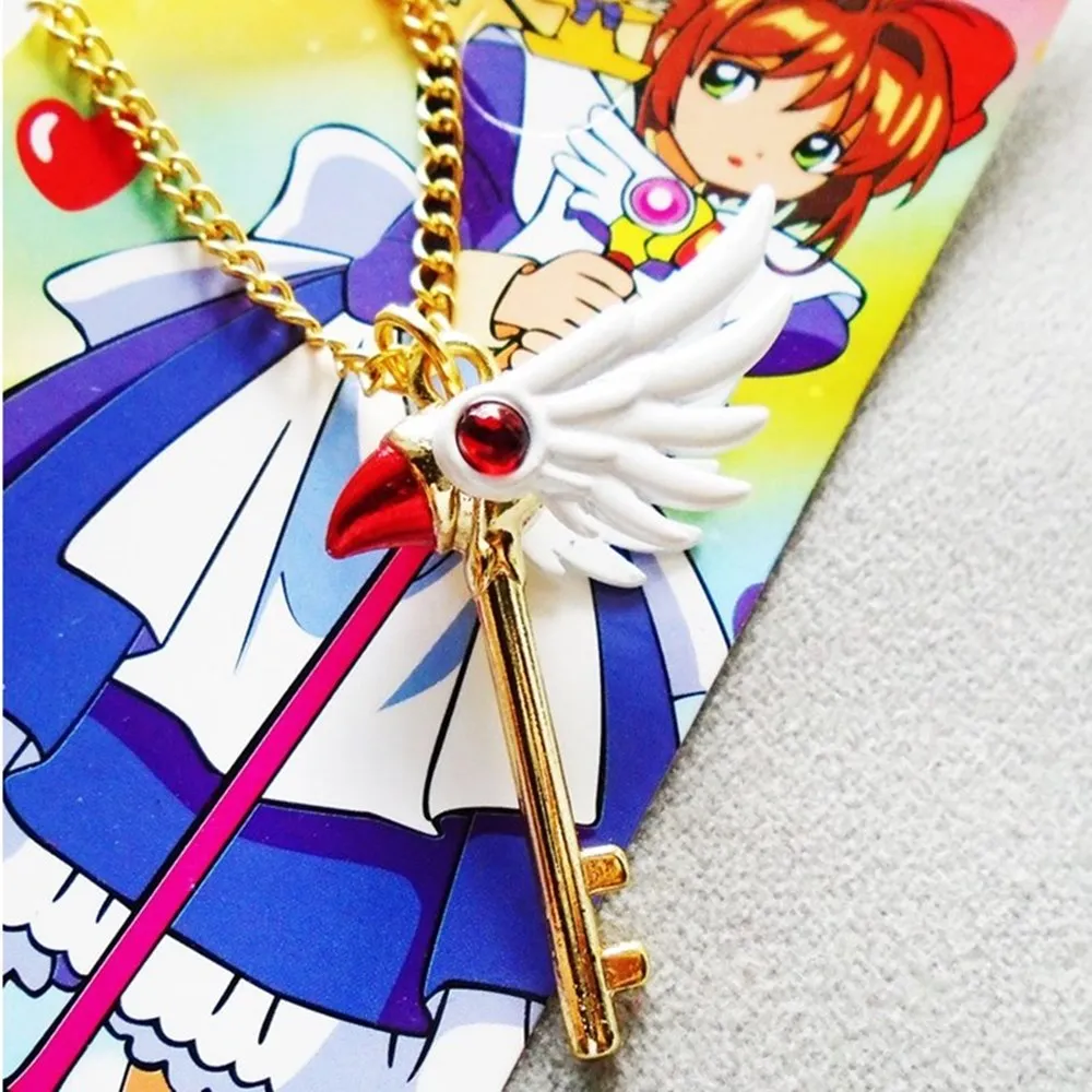 

Sakura card captor cosplay costume peripheral props Necklace key chain Cherry Blossom animation jewelry cute girl Pendant