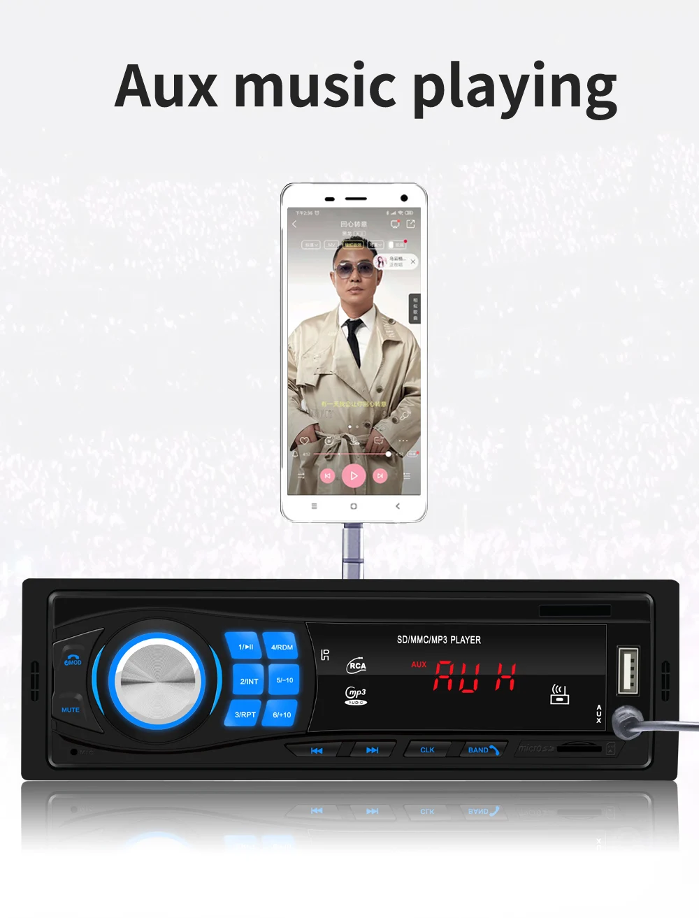 Автомобильный стерео радиоприемник FM Bluetooth Авторадио 12 В Aux IN вход приемник SD USB In