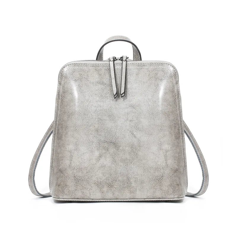 

2021 Genuine Cowhide Silver Backpack Women Backpacks Fashion Travel High Quality Youth For Teenager Grils Female Shcool bagpack