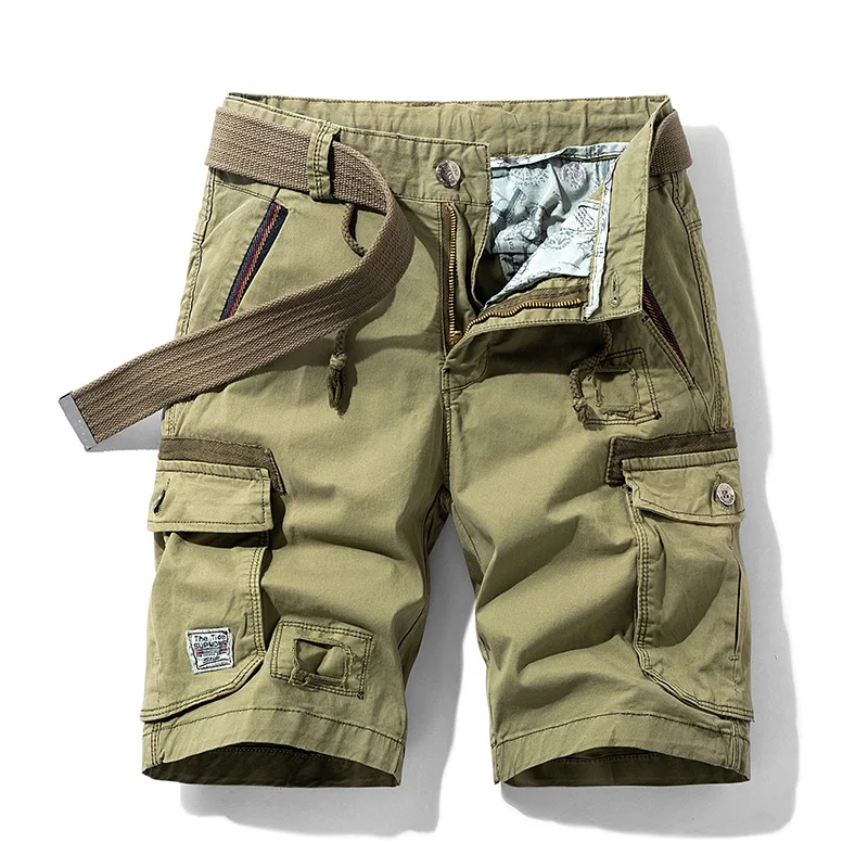 

Huncher Cargo Shorts Men 2021 Summer Solid Side Pockets Short Military Joggers Smart Casual Pant Streetwear Army Green Shorts