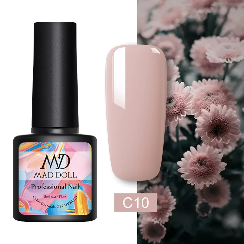 42-C10 MAD DOLL, 8 мл, Гель-лак для ногтей, серый, красный, смешанные цвета, один отмачиваемый УФ-Гель-лак, Полупостоянный гель для дизайна ногтей - Цвет: 42-C10