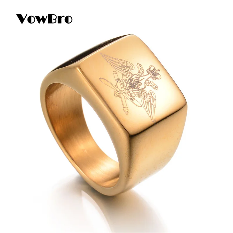 Мужское кольцо VowBro с изображением российских войск из нержавеющей стали |