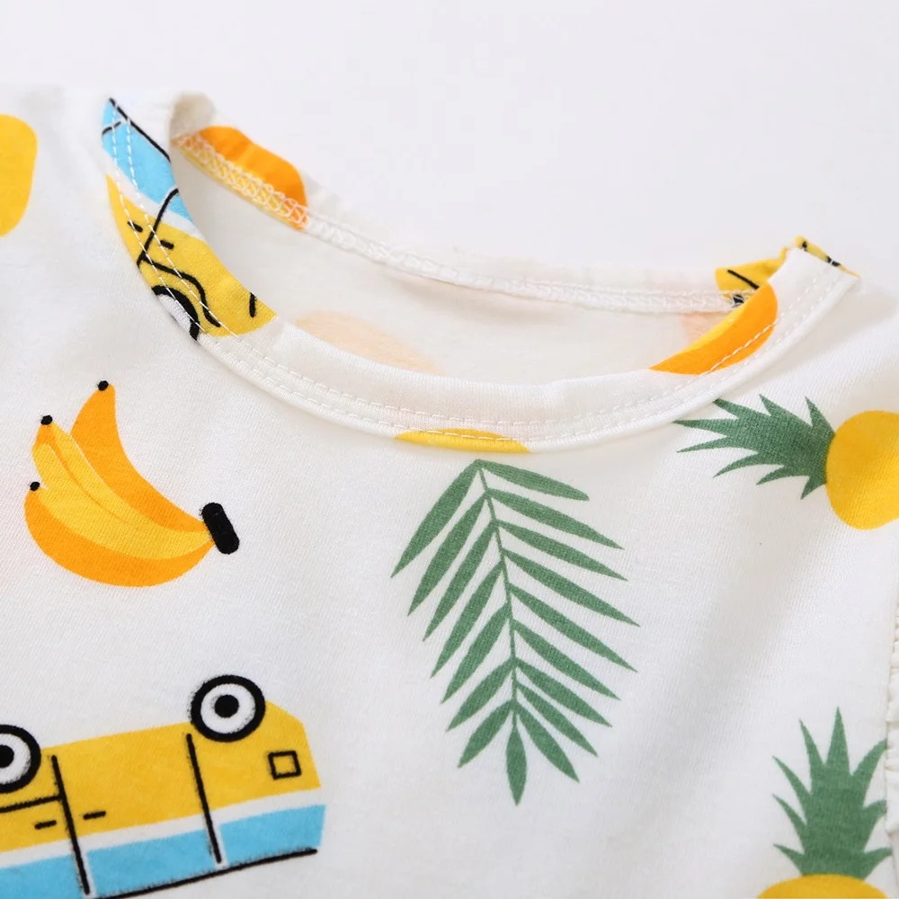 2021 New Baby Clothes Banana Printed Summer Dress Cartoon Kids Girls Soft Infant Casual Short Sleeve Dresses | Детская одежда и