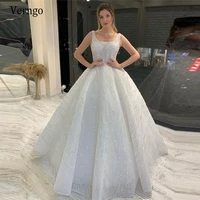 verngo glitter a line wedding dress 2021 shiny square neck princess shiny bride gown puff open skirt lace up back bridal dresses