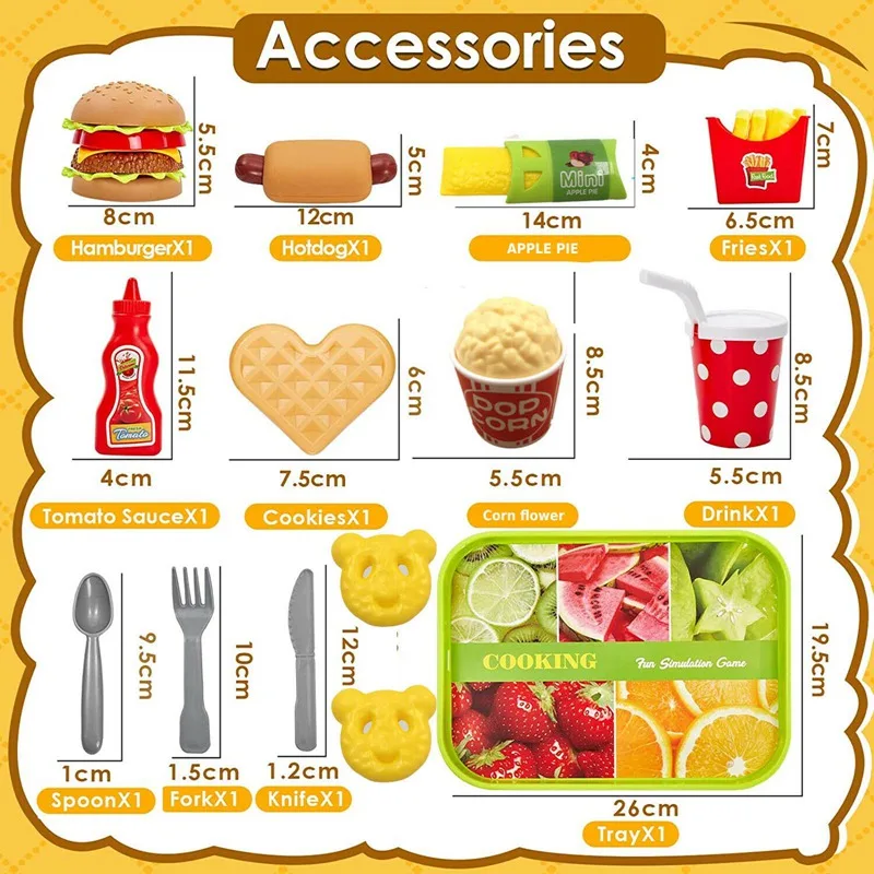 

Children's Play House Toy Fries Hamburger Family Barrel Combination Simulation Food Educational Toy Model Toys For Children