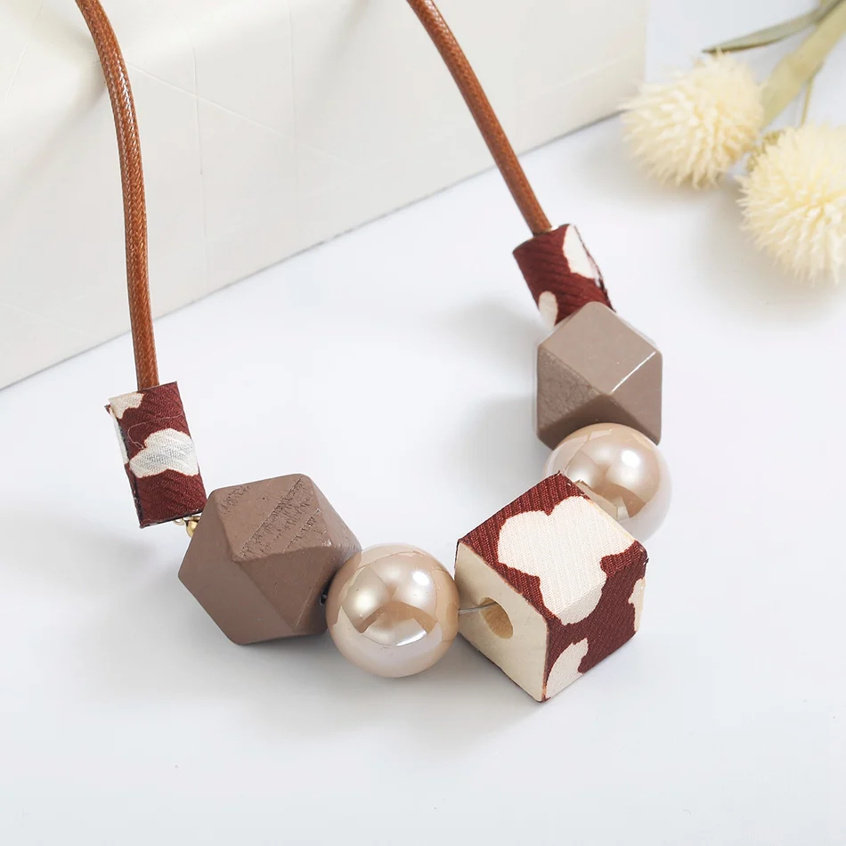 Минималистичные бусы из дерева ожерелье для женщин камуфляжные подвески и